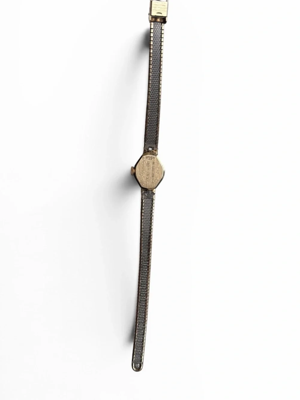 Vintage Gruen Precision 17 Jewels 14k Gold Watch 10k Plated Band 7.5” Heirloom